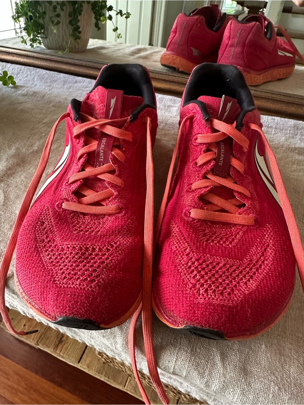Altra Bright Red Running Shoes with Orange Accents